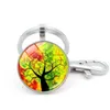 Plant Tree of Life Glass Cabochon Key Ring Time Gem Keychain Bag Hanging Woman Man Fashion Jewelry Will and Sandy