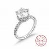 Cluster Rings Classic Six Finger 925 Sterling Silver 2CT Simulated Diamond Wedding Engagement Ring Set for Women Jewelry