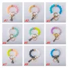 Party Supplies 9styles tassels wood bead keychain Silicone Beads Bracelet Leather key ring Food grade silicon Wrist Keychains Pendant Euramerican T2I52003