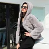Mode hög kvalitet furry faux pälsrockar och kvinnor med hooded vinter elegant tjock varmt ytterkläder falsk päls jacka 210927