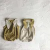 Body con colletto rovesciato grande in puro cotone stile coreano estivo per bambine sciolte senza maniche casual One-Pieces 0-2Y 210708