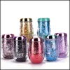 Muggar Drycker Kök, Matsal Bar Hem Trädgård U-formad Rostfritt Stål Kaffe Mugg 10oz Dubbelskikt Sequined Water Cup Sports Intation Bottle Dr