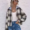 Mode Loose Plaid Hooded Jacka För Kvinnor Höst Vinter Casual Jackor Kvinnor Striped Hooded Coats Kvinna Top Full 210514