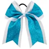 Girl Ponytail Holder Glitter Hair Rope Rubber Band Batwwork Bows Cheer Ribbon Grosgrain Cheerleading Tie8470167