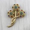 Pins, Brooches 2021 European And American Retro Style Matte Gold Inlaid Semi-precious Stones Blue Beads Flower Brooch Lady