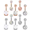 5st Sexy 316l Surgical Steel Bar Belly Rings Women Crystal Ball Girls Navel Piercing Barbell Earring Stone Body Jewelry Set GC162