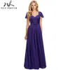 Nice-forever zomer vrouwen elegante bloemen kant paarse jurk beroemdheid partij maxi lange flare jurk A024 210419