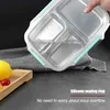 Rostfritt stål Lunchbox Portable Picnic Office School Food Container med fack Mikrovågsugn Termisk Bento 210423