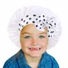 Çocuk Çocuk Saten Bonnet ile Baskı Geniş Streç Bağları Uzun Saç Bakımı Gece Uyku Şapka Saç Şekillendirici Kap Baş Kafa Wrap Duş Başlığı