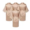 Satin Soie Robes Plus La Taille De Mariage Peignoir Mariée Demoiselle D'honneur Robe Robe Femmes Vêtements De Nuit Demoiselle D'honneur Or Rose 210831