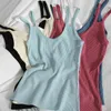 Coreano confortável cami top colete para mulheres primavera verão wild threaded ombro malha sling cor sólida estudante camisa tops 210420