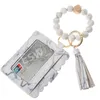 Силиконовые бусины из искусственной кожи, браслет-кошелек, брелок для ключей, вечерние сувениры с кисточками, брелок для ключей, держатель для карт, сумка