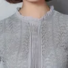 패션 여자 블라우스 긴 소매 할로우 레이스 블라우스 셔츠 가을 탑스 슬림 패션 사무실 레이디 여성 셔츠 C903 30 210506