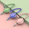 Phone Cables 3 in 1 retractable Stretch cable convenient storage charging Data line For Android Type C moblie Samsung phone 1.1M