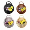 1PC Large Size Garden Wall-Mounted Flower Basket Handmade Hang Rustic Rattan Flowerpot Pot Basket Nest Birds Wicker Basket 210615