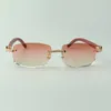 Direct sales medium diamond sunglasses 3524026 with tiger natural wood temples designer glasses, size: 56-18-135 mm