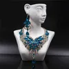 Luxury Fashion Africa Crystal Halsband Örhängen Smycken Set för Kvinnor Bröllopsfest Bridal Smycken Sätter Halsband H1022