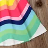 Pudcoco Girl Dress 1y-6y Kids Baby Girls Summer Rainbow Ärmlös Klänning Party Beach Sling Dress Hot Q0716