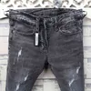 Całe mody Denim Cropped Spodnie Ripped Hole Spirit Spirit Guy Skinny Jeans Men Slim Ołówek Spodnie Małe Stopy 211111