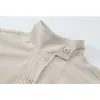 여자 패션 블라우스 봄 한국어 터틀넥 버튼 풀오버 셔츠 레이디 포켓 긴 소매 단단한 우아한 느슨한 블러스 톱 210417