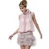 Great Gatsby Short Feather Prom Kleider hoher Nacken funkelnder Perlen Rückenless Mini Pink Festzug Party Spezielle OCN -Kleider plus Größe Heimkehrkleid