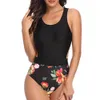 Seksowny strój kąpielowy Kobiety Zipper Swimwear Push Up Monokini Drukowane Patchwork Garnitury Kąpielowe Plaża Nosić kostium pływacki XL 210521