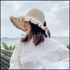 Wide Caps Hats, Scarves & Gloves Fashion Aessorieswide Brim Hats Summer For Women Raffia Knitted Breathable Foldable Sun Hat With Bow Protec