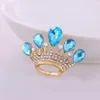 Pins, Brooches Fashion Charm Crystal Crown Brooch Retro Big Rhinestones Woman Scarf Jewelry Wedding Corsage Handmade Gift BR1066