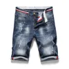 Shorts män rippade korta jeans designer klassiska mode raka breeches sommar kort jean bermuda manlig denim märke kläder 210518