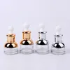 Flacon compte-gouttes en verre argent doré vide 20 ml 30 ml 50 ml flacons de sérum de luxe pour huile essentielle