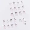 24 stks Afneembare Valse Nagels Frans Met Black Line Fake Nagels Volledige Cover Nail Art Tips Druk op Nagels met Glue Manicure Tools