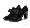 2018 New 100% suola tacchi alti pompe punta quadrata scarpe in vera pelle donna donna nero Sexy