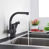 Uythner Black Kitchen Faucets Dual Spout Pull Out Kitchen Tap With Spray Kitchen Water Taps &Cold Water Mixer Deck Mounted 210724