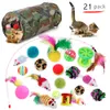 Supplies Home & Garden21Pcs Toys Kit Collapsible Tunnel Toy Fun Channel Feather Balls Mice Shape Pet Kitten Dog Cat Interactive Pl210S