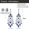 European Blue Cubic Zirconia Crystal Tassel Dangle Drop Long Chandelier Earring Wedding Prom Jewelry For Women CZ116 210714