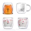 250ml S Cute Bear Cat Animal Double Wall Large Layer Glass Milk Kubek Coffee Cup Christmas Gift