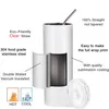 US Stock Sublimation Straight Tumblers 20oz Stainless Steel Mugs clear straw DIY Tall Blank Cups 600ml Vacuum Insulated Coffee Beer Water Bottle