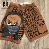 Casual shorts homens verão homens cartoon cartoon carta sólida algodão macho marca fitness bodybuilding roupas homme 210714