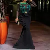 Maille Transparente Élégante Longue Robe De Soirée Femmes Sirène Grande Taille Africain À Volants Dîner Maxi Robe Femme Robes Sexy