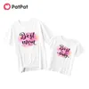 Arrival Letter Print White Cotton T-shirt for Mom and Me 210528