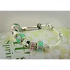 Bamoer Silver Plated Charm Armband Bangle för Kvinnor Med Murano Beads Fashion Love DIY Smycken PA1019