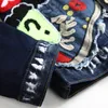 Masculino fino emblema pintura denim streetwear hip hop masculino bordado motorcyle jean masculino moda outerwear chaqueta hombre