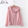 HSA Summer Sunscreen Clothes SunProtection Outdoor Hooded Zipped Blusas Tops Breathable Quick Dry hoodie Hiking 210716