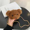 Fashion Plush Cute Bear Shaped Crossbody Bag Shoulder Messenger Bag Women Kids Chest Satchel Small Coin Purse Handbag 211025