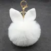 Keychains Plush key chain pendant cute rabbit ears hair ball imitation fur bag ornaments