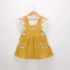 Retail Princess Dresses for Girls Embroidery Lace Vintage Summer Linen Suspender Dress Holiday Children Clothing LT006 210610