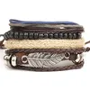 Charm Bracelets Multi-layer Leaves Leather Bracelet Handmade Beads 4 Sets Bangle For Men And Women Jewelry Wholesale YP8516