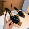 2020 Lyxig designskivor Kvinnor 9cm Högklackat Mules Fetisch Sommar Sandaler Stiletto Heels Slippers Prom Platform Stripper Shoes X0526