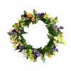 Dekorativa Blommor Kransar 16 tum Konstgjord Daisy Flower Dörrkrans med Springtime Faux Wildflowers och Berris Front Decor