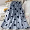 Kimutomo Coreano Big Dot Gonna Donna Primavera Estate Moda femminile Vita alta Slim Allentato A-line Gonna media lunghezza 210521